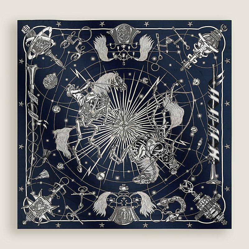 Chorus Stellarum embroidered giant scarf - Blue | Hermès USA